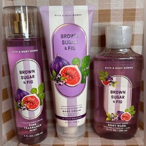 NEW B&BW💜🤎Brown Sugar & Fig 3 piece body care set, body wash, body cream & more